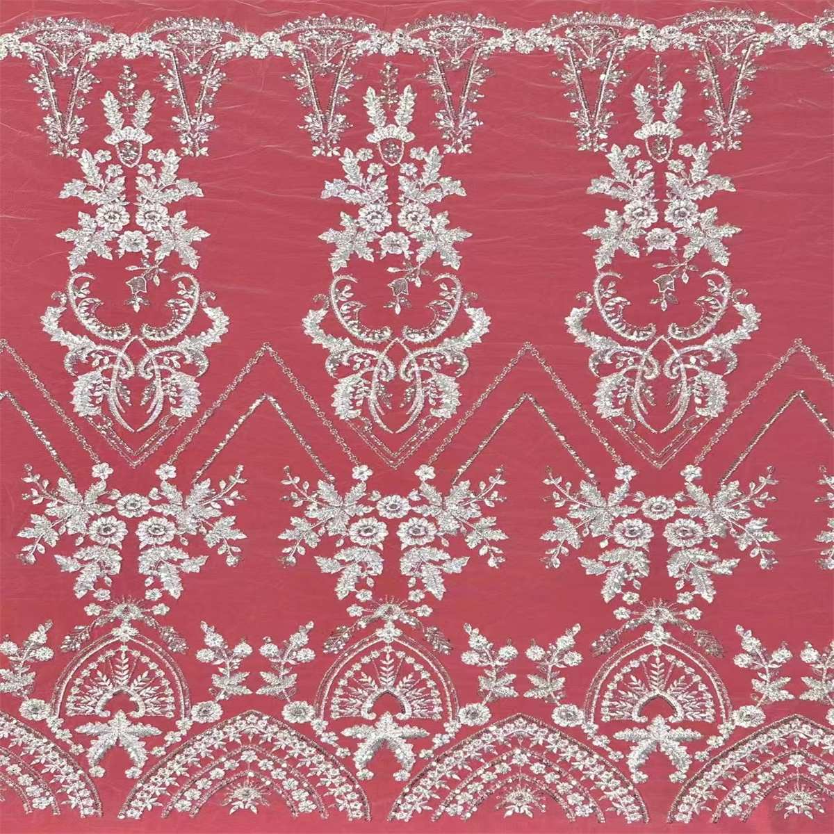 Bridal Lace Fabric - 5 Yards - Beaded Wedding Lace Fabric | STL LIL1528