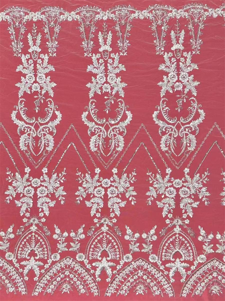 Bridal Lace Fabric - 5 Yards - Beaded Wedding Lace Fabric | STL LIL1528