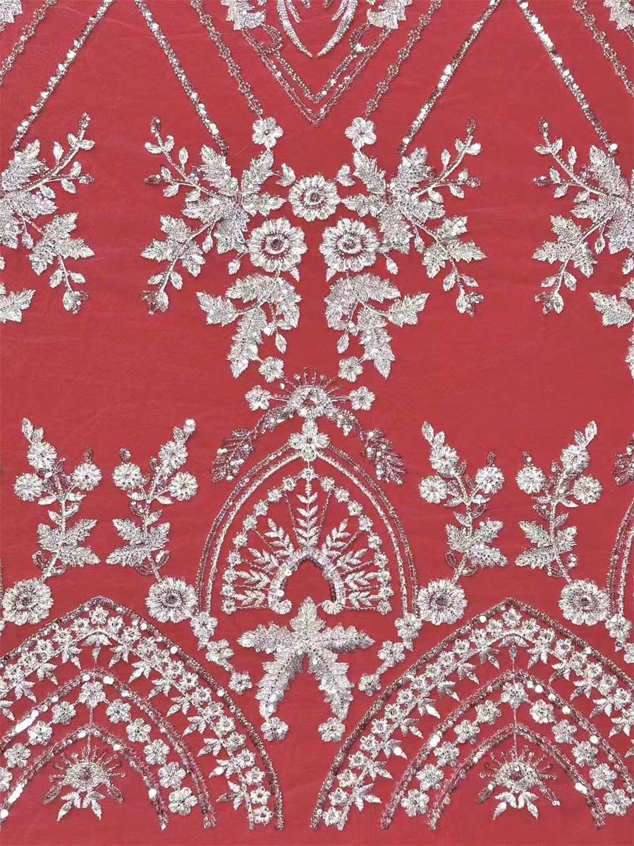 Bridal Lace Fabric - 5 Yards - Beaded Wedding Lace Fabric | STL LIL1528