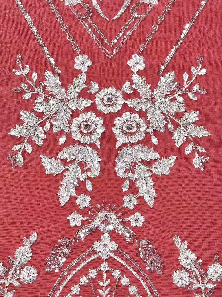 Bridal Lace Fabric - 5 Yards - Beaded Wedding Lace Fabric | STL LIL1528