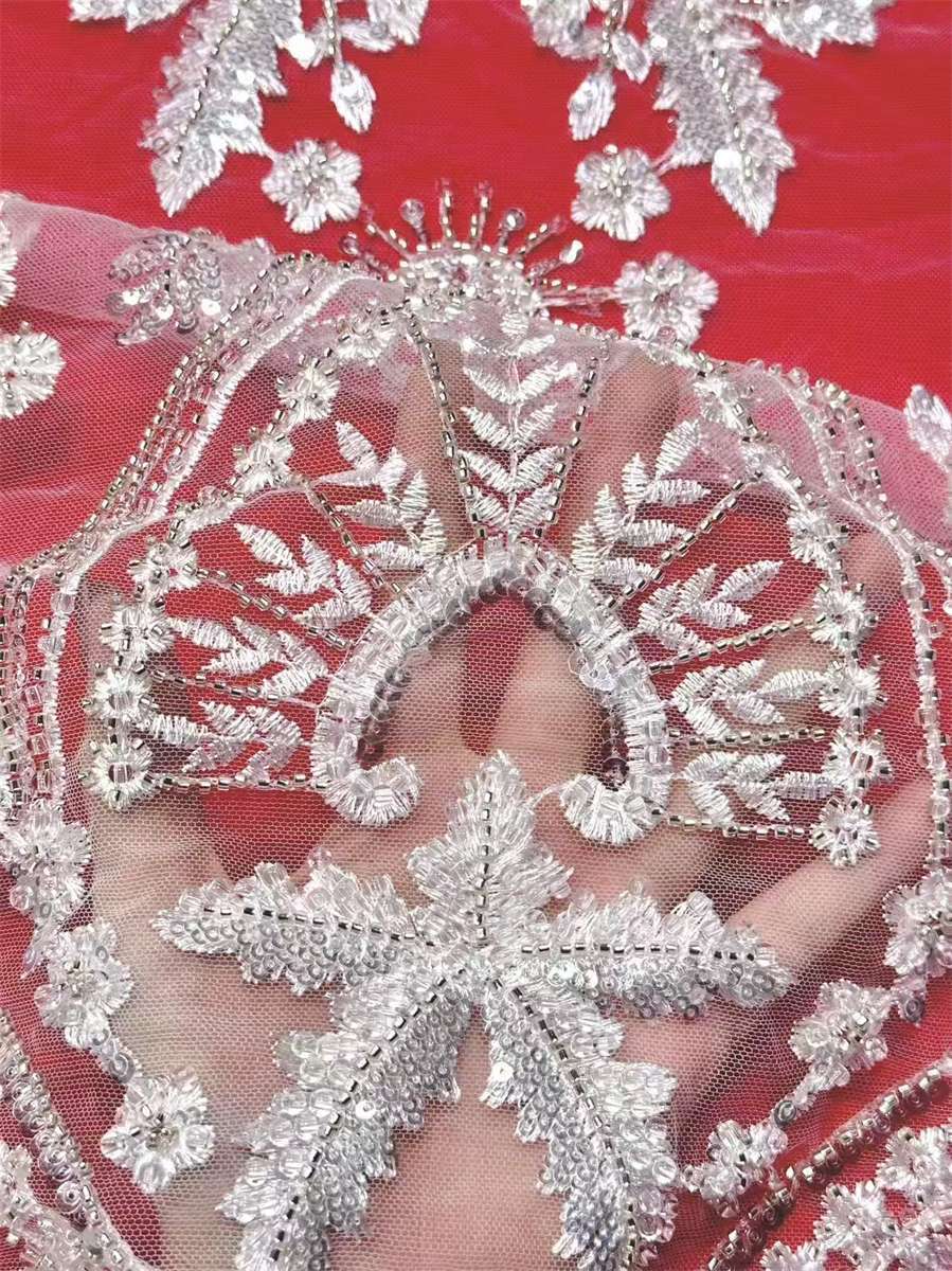 Bridal Lace Fabric - 5 Yards - Beaded Wedding Lace Fabric | STL LIL1528