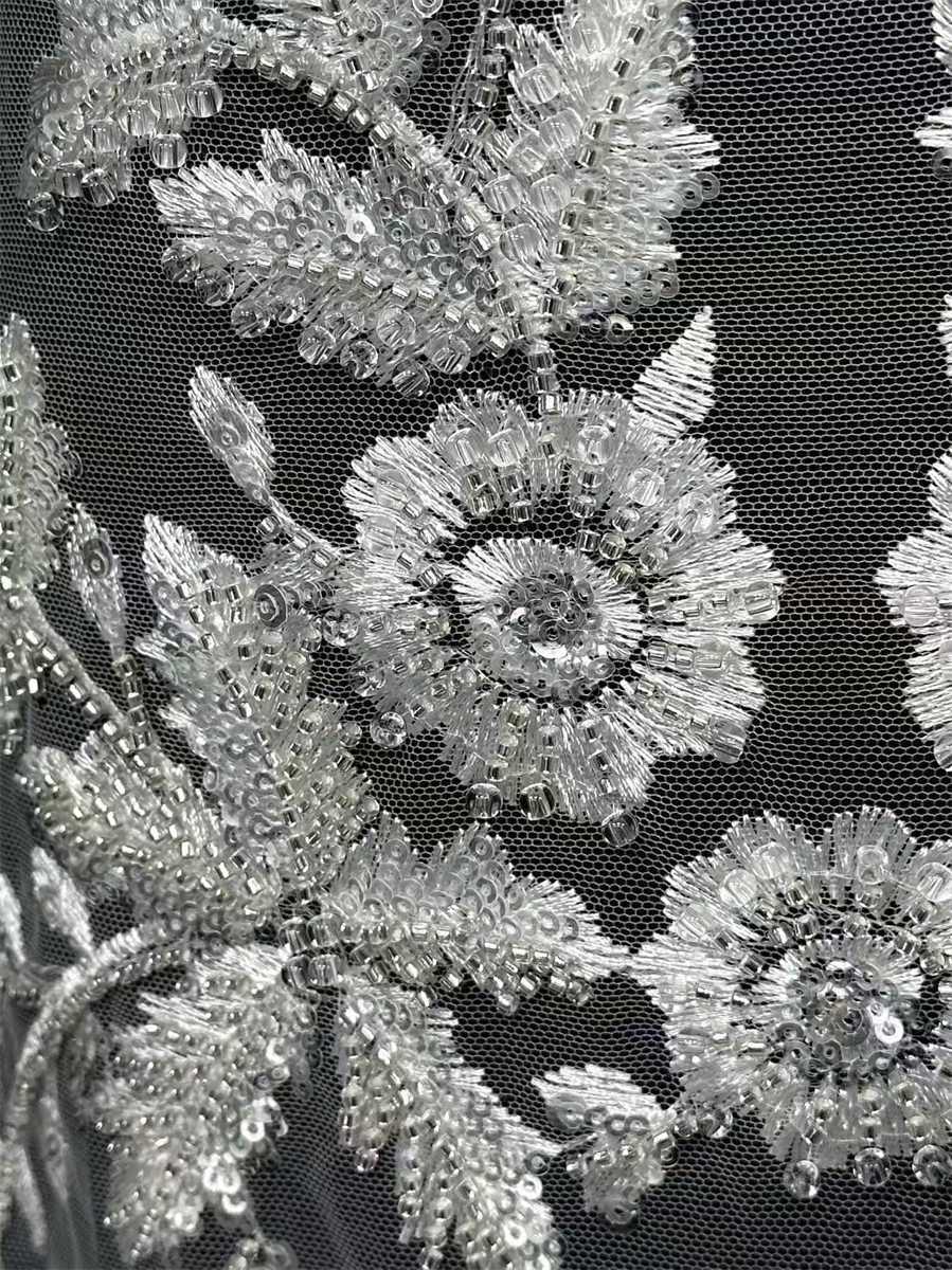Bridal Lace Fabric - 5 Yards - Beaded Wedding Lace Fabric | STL LIL1528