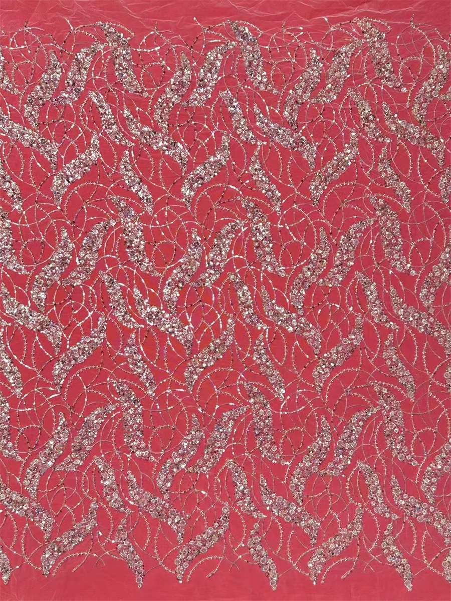 Bridal Lace Fabric - 5 Yards - Beaded Wedding Lace Fabric | HN530