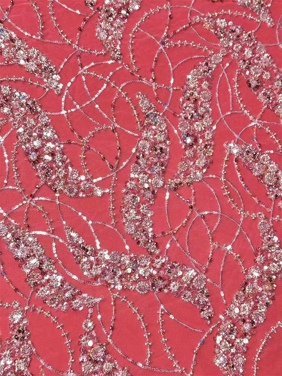 Bridal Lace Fabric - 5 Yards - Beaded Wedding Lace Fabric | HN530
