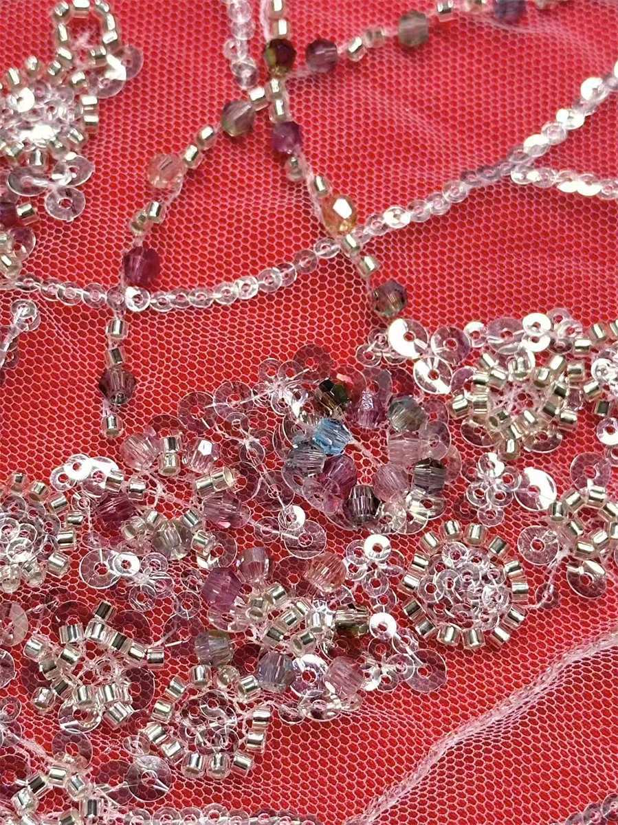 Bridal Lace Fabric - 5 Yards - Beaded Wedding Lace Fabric | HN530