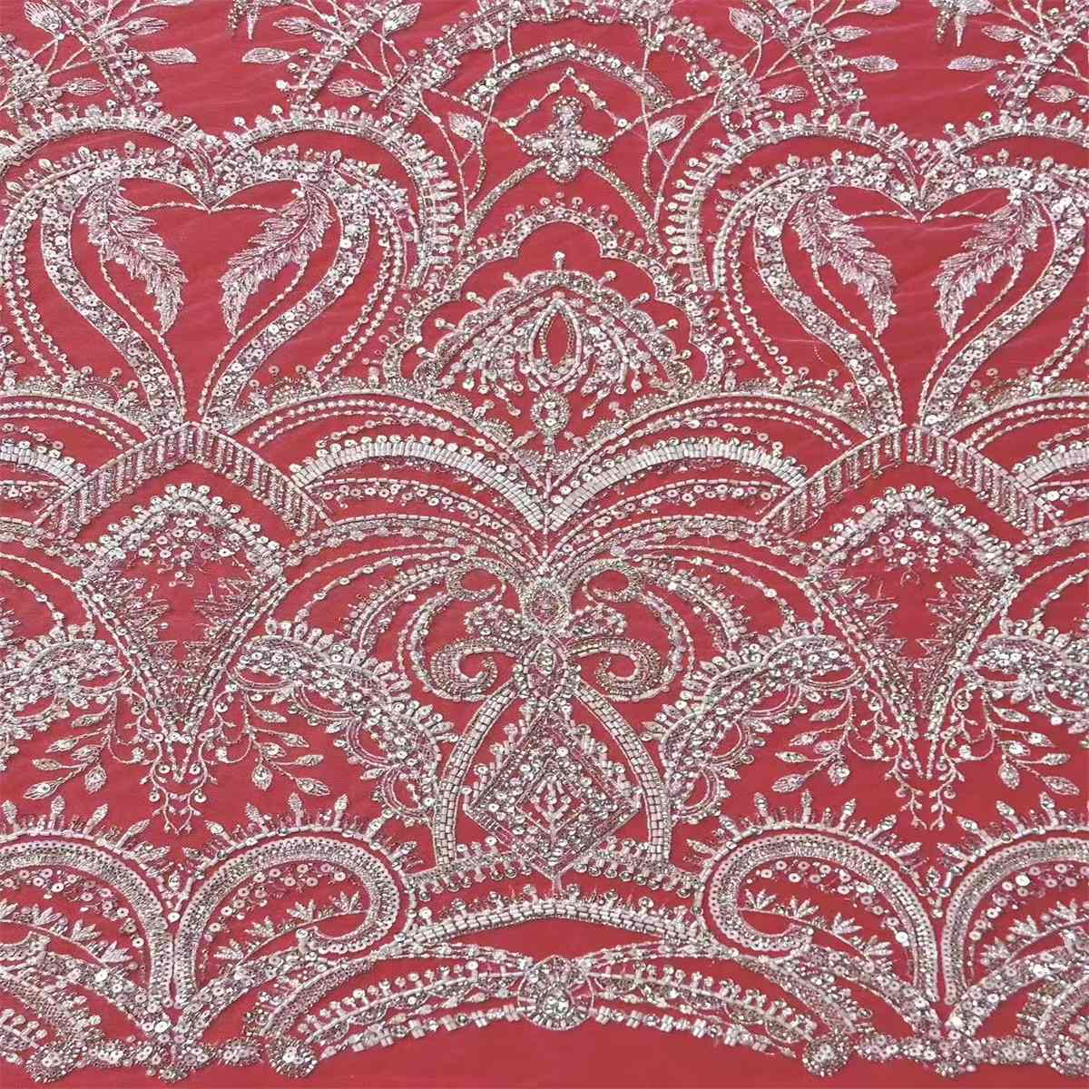 Bridal Lace Fabric - 5 Yards - Beaded Wedding Lace Fabric | HN531