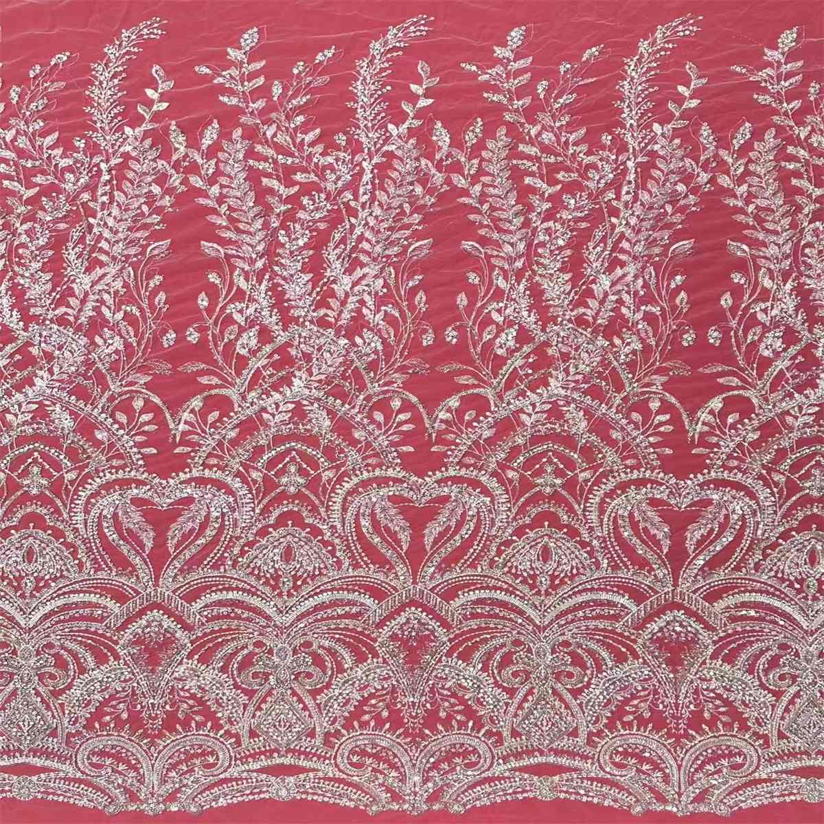 Bridal Lace Fabric - 5 Yards - Beaded Wedding Lace Fabric | HN531