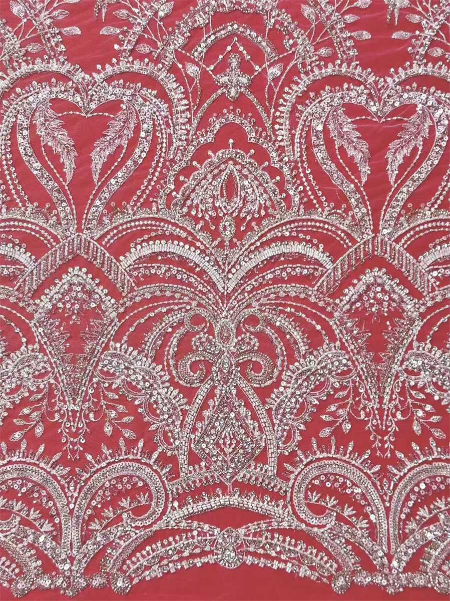 Bridal Lace Fabric - 5 Yards - Beaded Wedding Lace Fabric | HN531