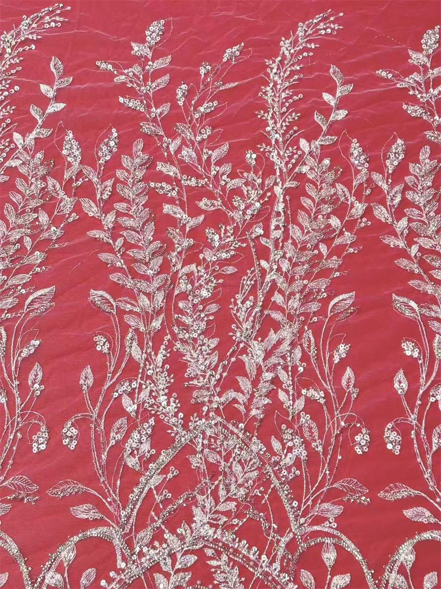 Bridal Lace Fabric - 5 Yards - Beaded Wedding Lace Fabric | HN531