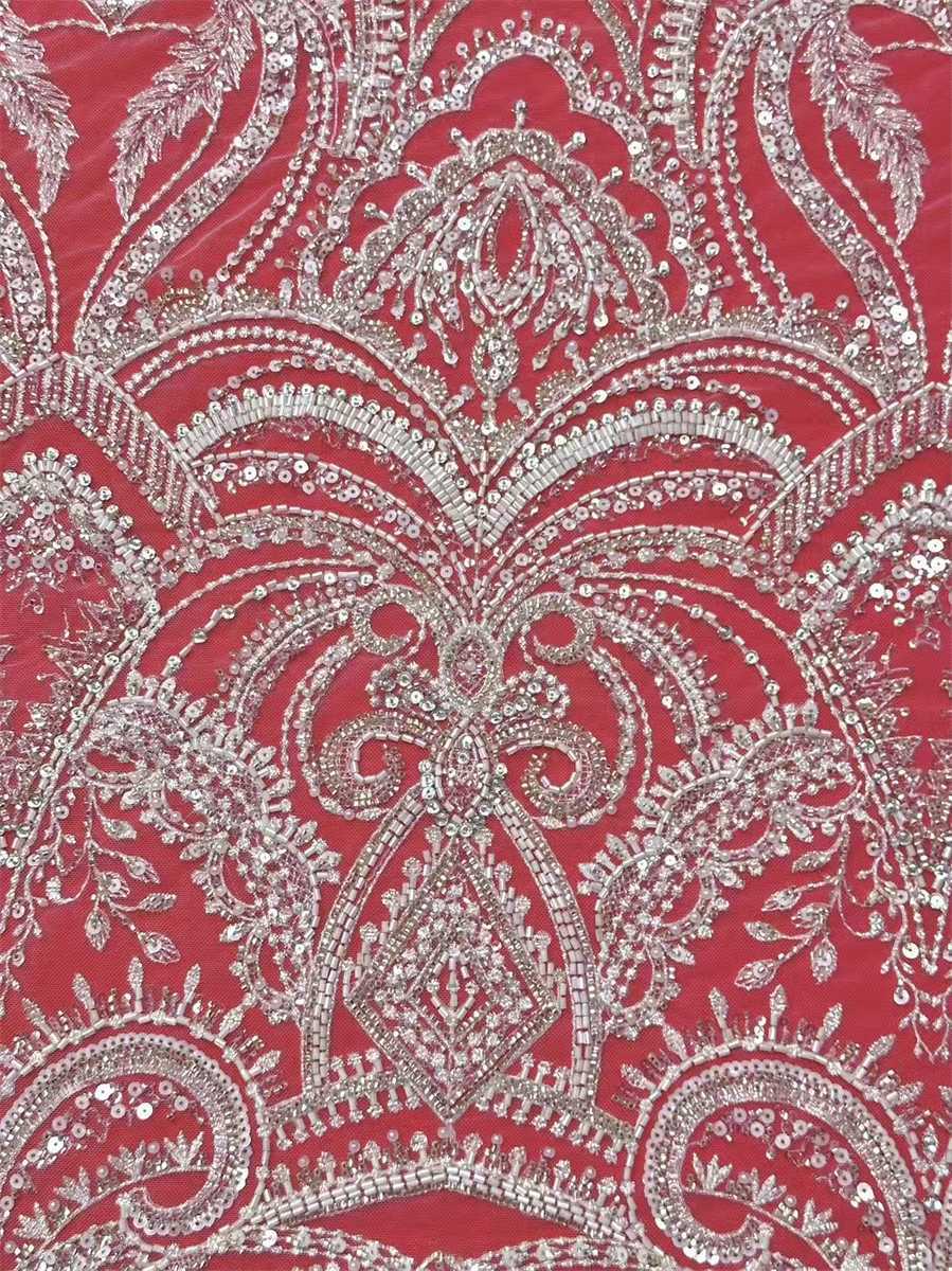 Bridal Lace Fabric - 5 Yards - Beaded Wedding Lace Fabric | HN531