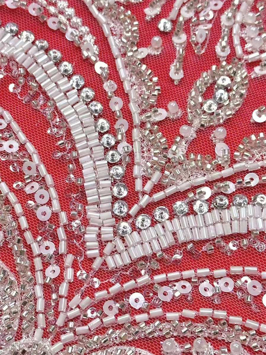 Bridal Lace Fabric - 5 Yards - Beaded Wedding Lace Fabric | HN531