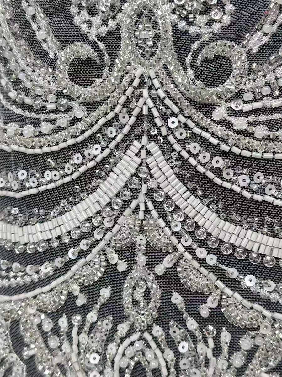 Bridal Lace Fabric - 5 Yards - Beaded Wedding Lace Fabric | HN531