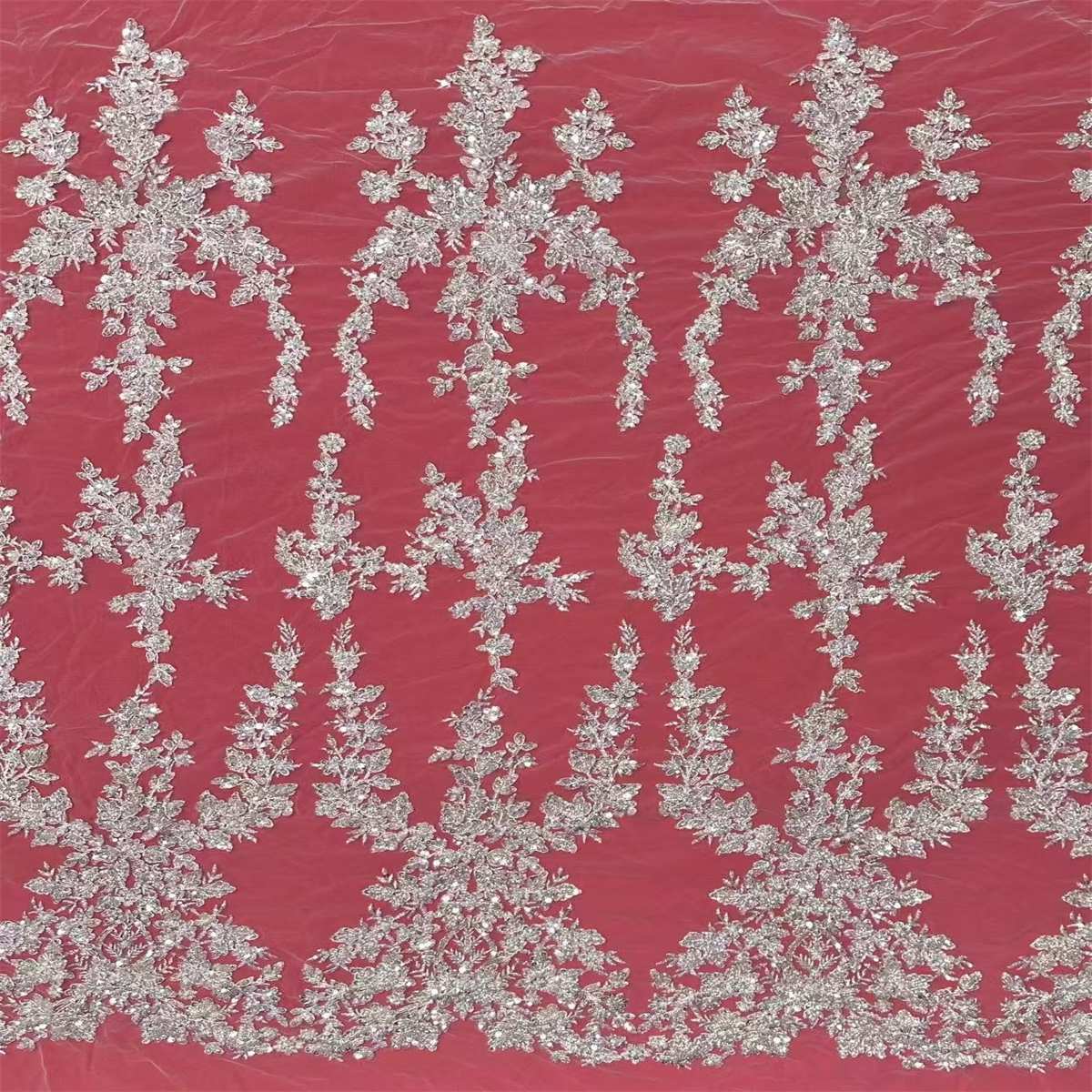 Bridal Lace Fabric - 5 Yards - Beaded Wedding Lace Fabric | HN532