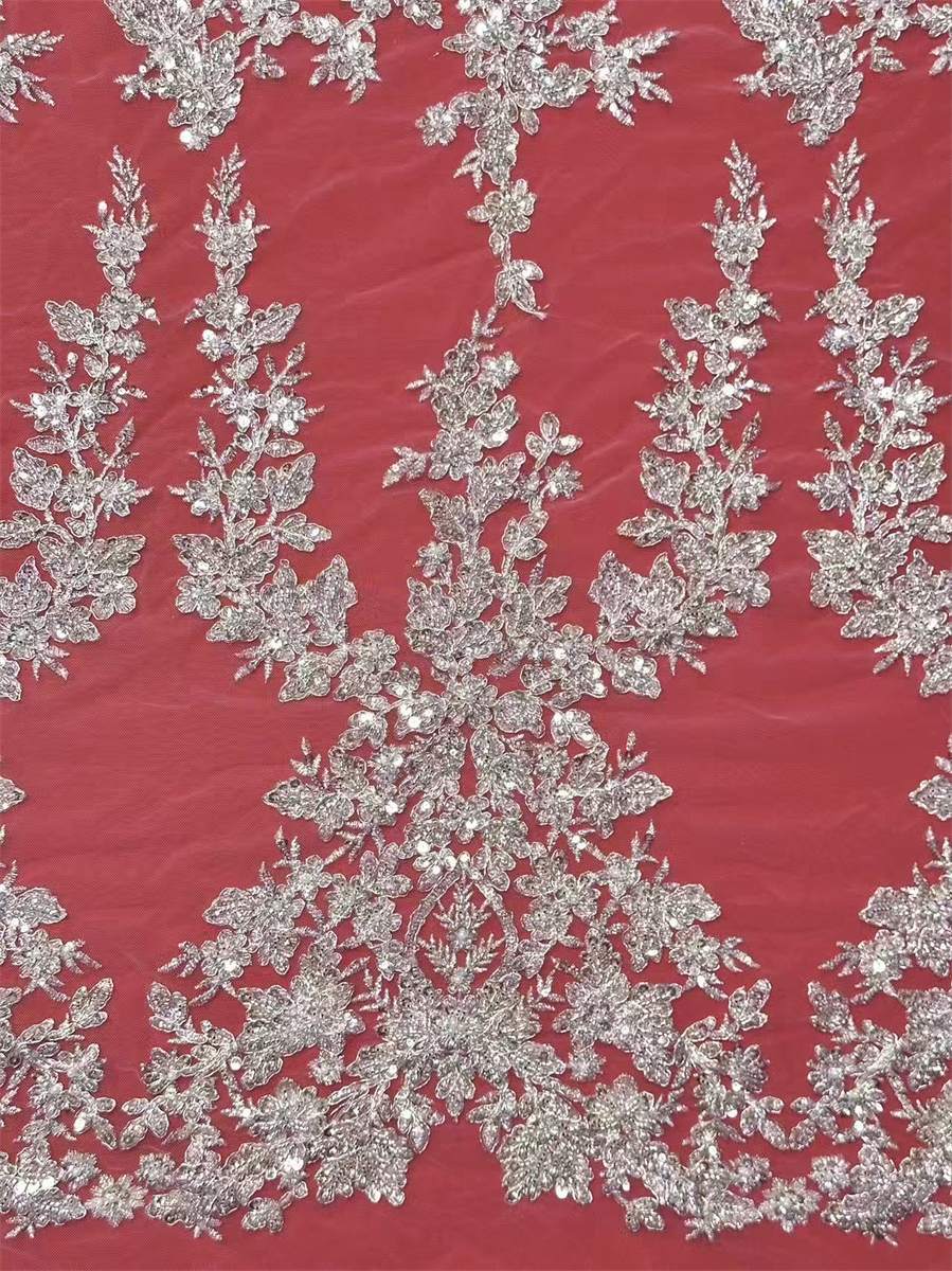 Bridal Lace Fabric - 5 Yards - Beaded Wedding Lace Fabric | HN532