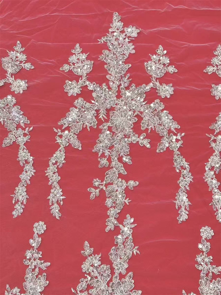 Bridal Lace Fabric - 5 Yards - Beaded Wedding Lace Fabric | HN532