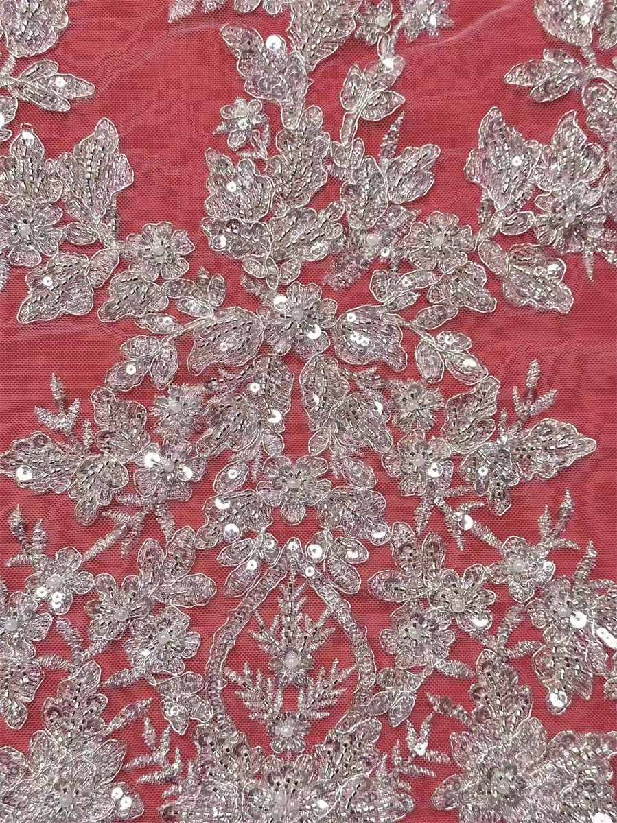 Bridal Lace Fabric - 5 Yards - Beaded Wedding Lace Fabric | HN532
