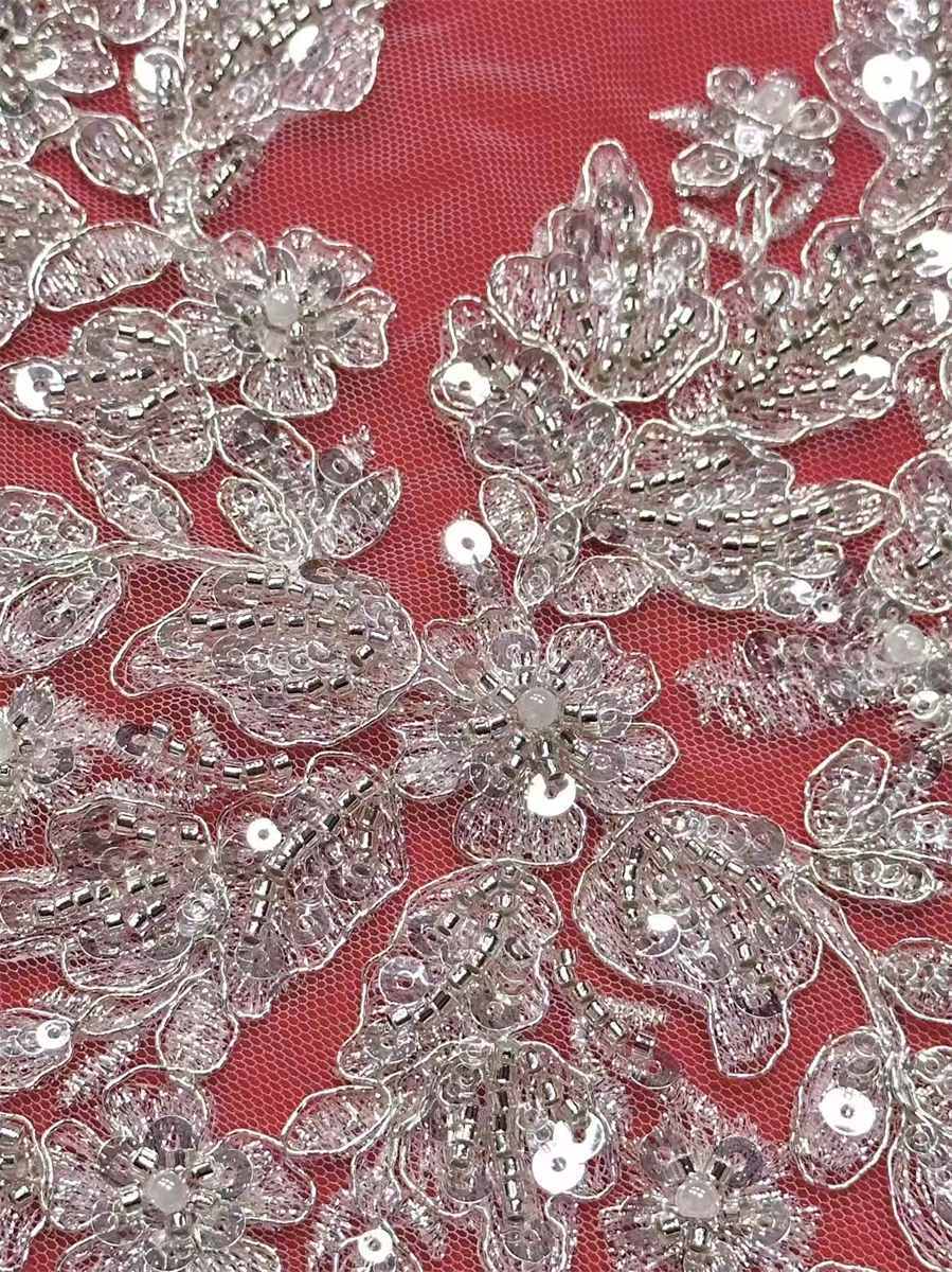Bridal Lace Fabric - 5 Yards - Beaded Wedding Lace Fabric | HN532