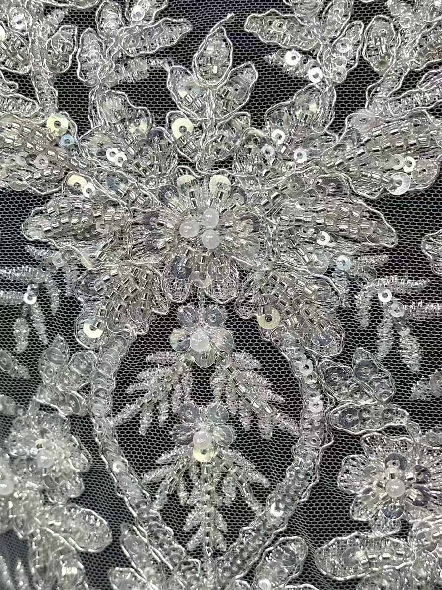 Bridal Lace Fabric - 5 Yards - Beaded Wedding Lace Fabric | HN532