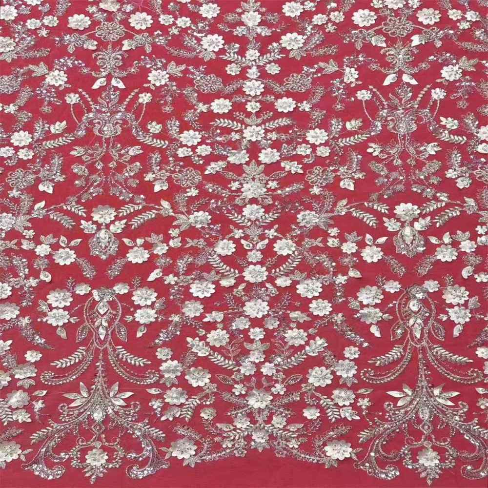 Bridal Lace Fabric - 5 Yards - Beaded Wedding Lace Fabric | HN539