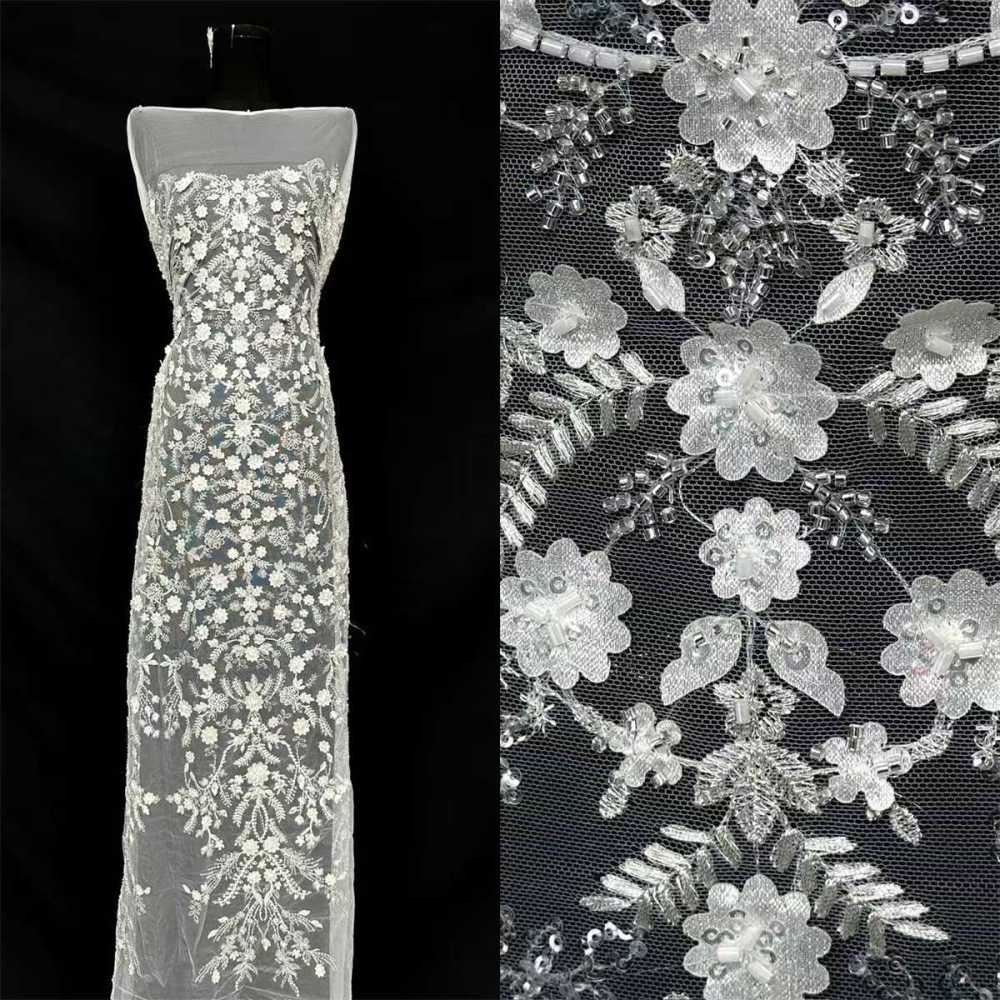 Bridal Lace Fabric - 5 Yards - Beaded Wedding Lace Fabric | HN539