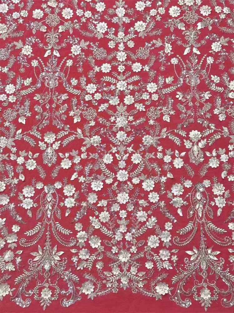 Bridal Lace Fabric - 5 Yards - Beaded Wedding Lace Fabric | HN539