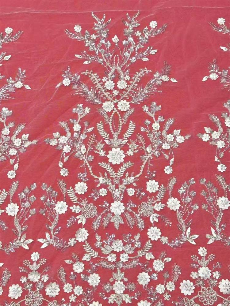 Bridal Lace Fabric - 5 Yards - Beaded Wedding Lace Fabric | HN539