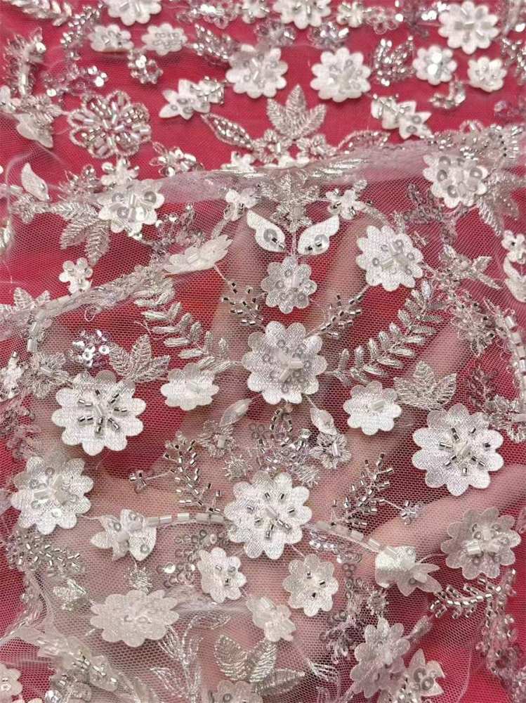 Bridal Lace Fabric - 5 Yards - Beaded Wedding Lace Fabric | HN539
