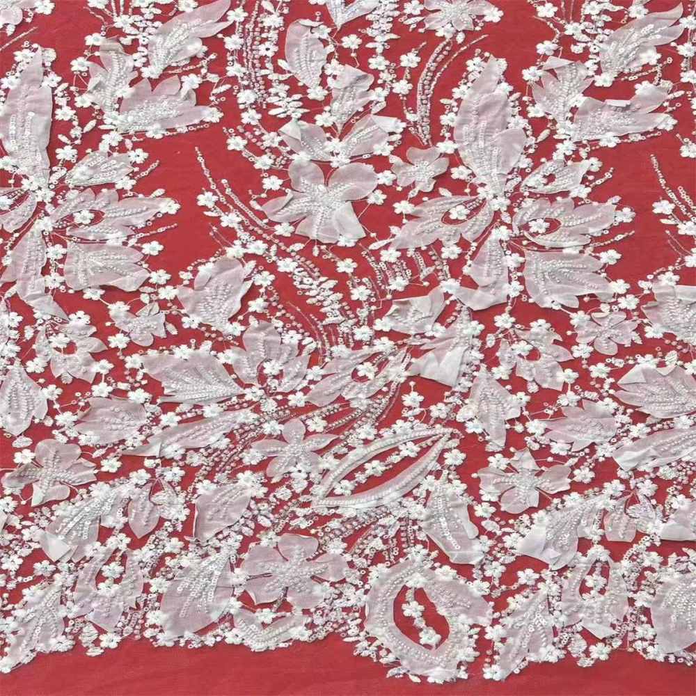 Bridal Lace Fabric - 5 Yards - Beaded Wedding Lace Fabric | HN541