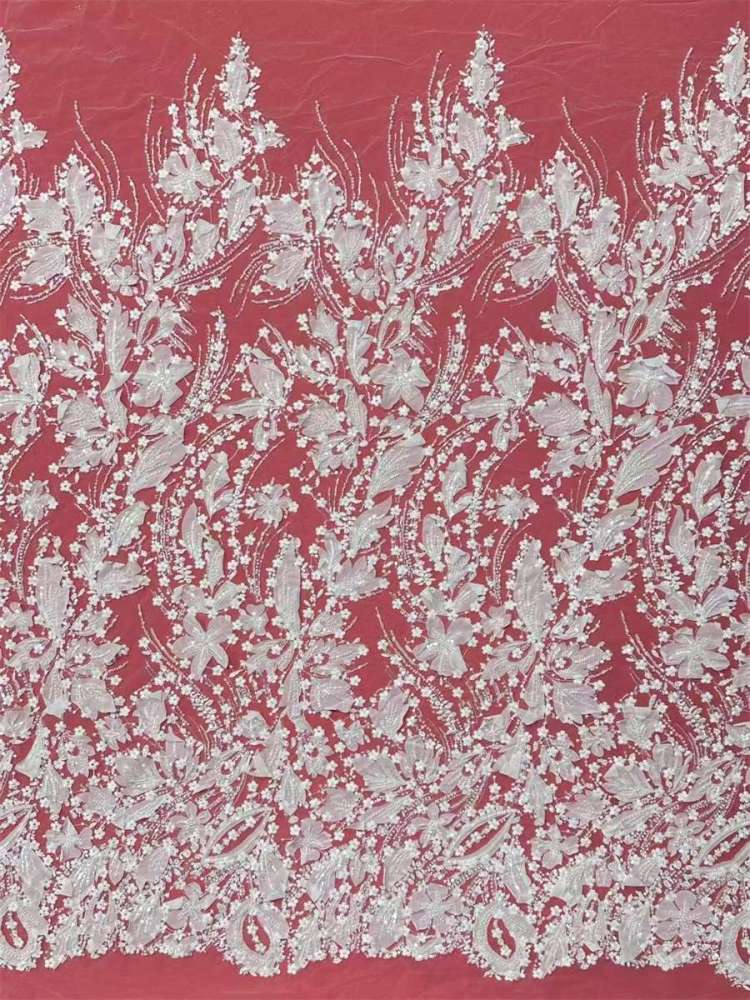 Bridal Lace Fabric - 5 Yards - Beaded Wedding Lace Fabric | HN541