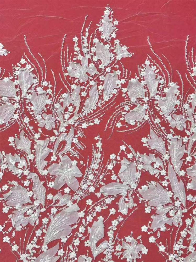 Bridal Lace Fabric - 5 Yards - Beaded Wedding Lace Fabric | HN541
