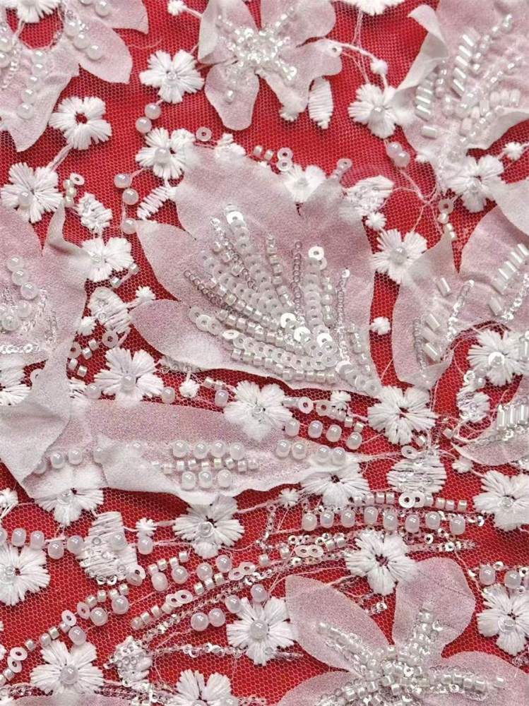 Bridal Lace Fabric - 5 Yards - Beaded Wedding Lace Fabric | HN541