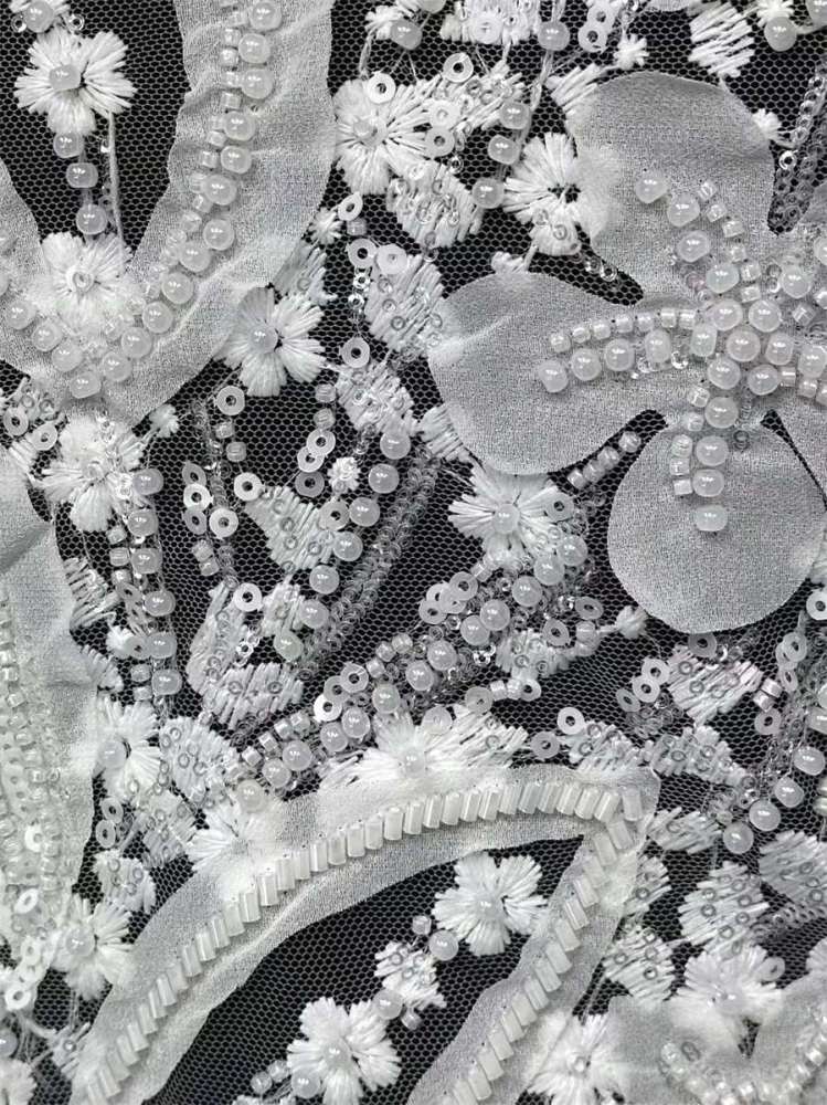 Bridal Lace Fabric - 5 Yards - Beaded Wedding Lace Fabric | HN541