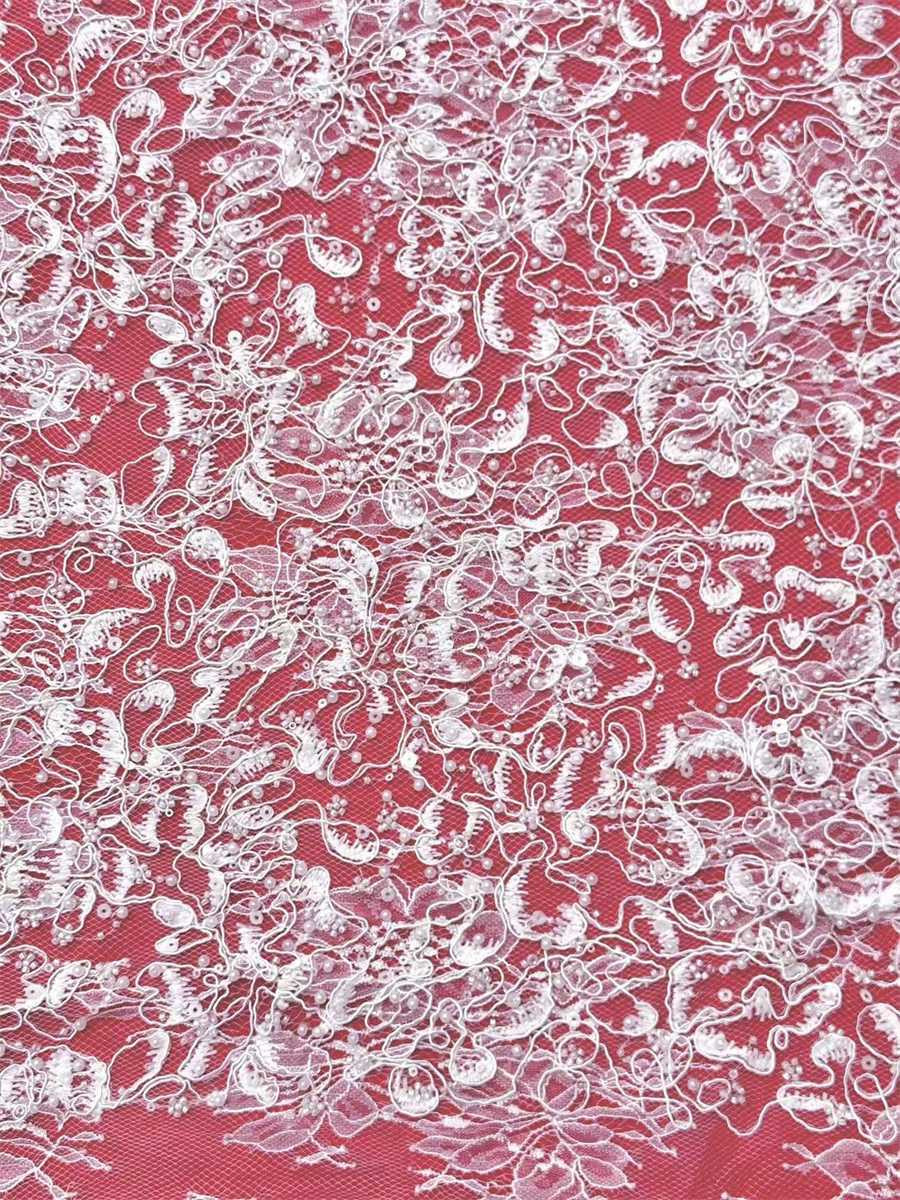 Bridal Lace Fabric - 5 Yards - Beaded Wedding Lace Fabric | HN573