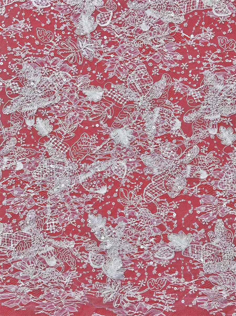 Bridal Lace Fabric - 5 Yards - Beaded Wedding Lace Fabric | HN574