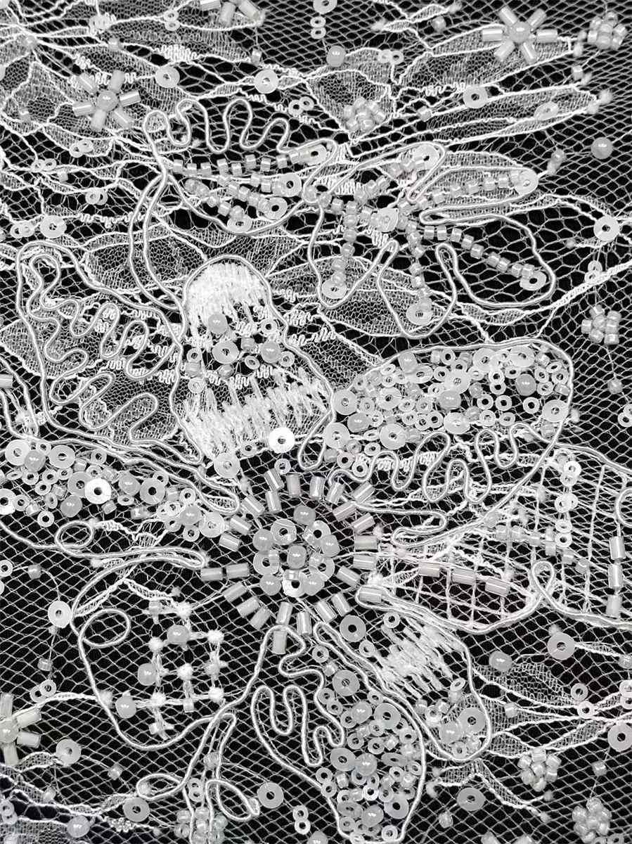 Bridal Lace Fabric - 5 Yards - Beaded Wedding Lace Fabric | HN574