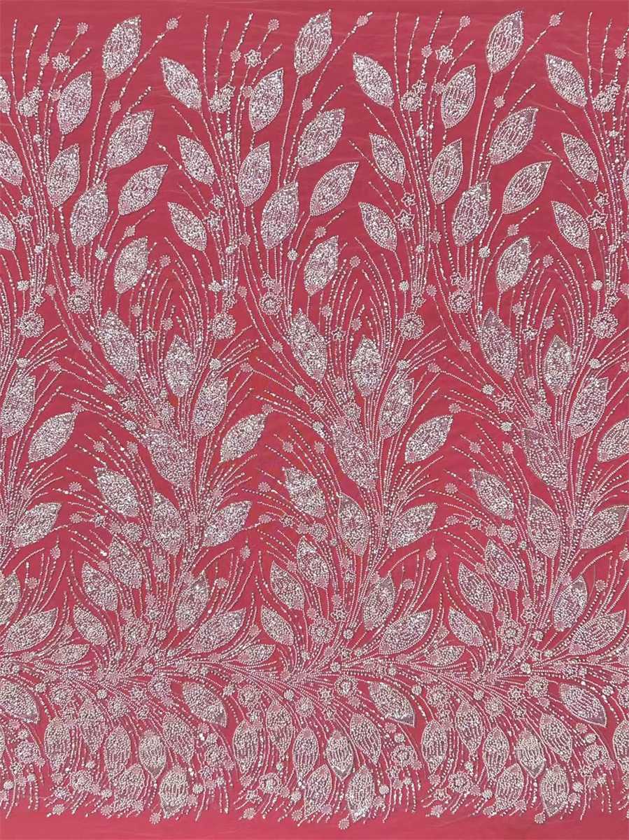 Bridal Lace Fabric - 5 Yards - Beaded Wedding Lace Fabric | HN583