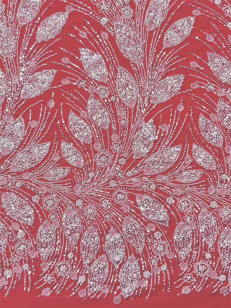 Bridal Lace Fabric - 5 Yards - Beaded Wedding Lace Fabric | HN583