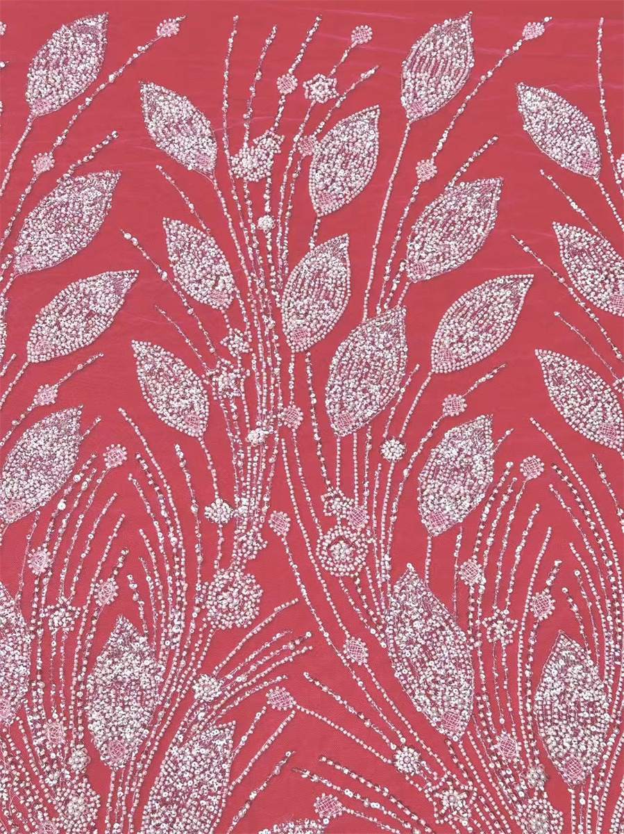 Bridal Lace Fabric - 5 Yards - Beaded Wedding Lace Fabric | HN583