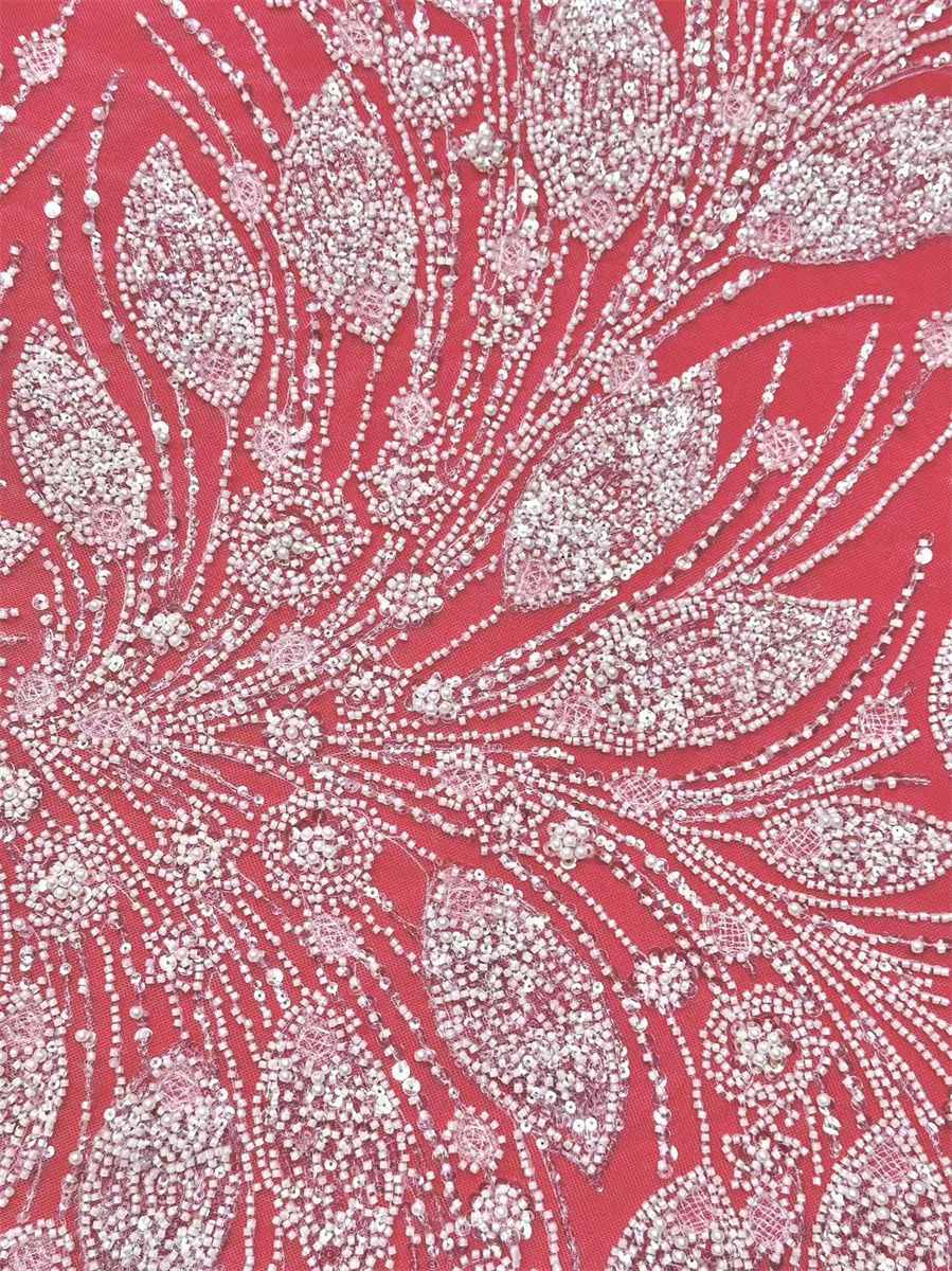 Bridal Lace Fabric - 5 Yards - Beaded Wedding Lace Fabric | HN583