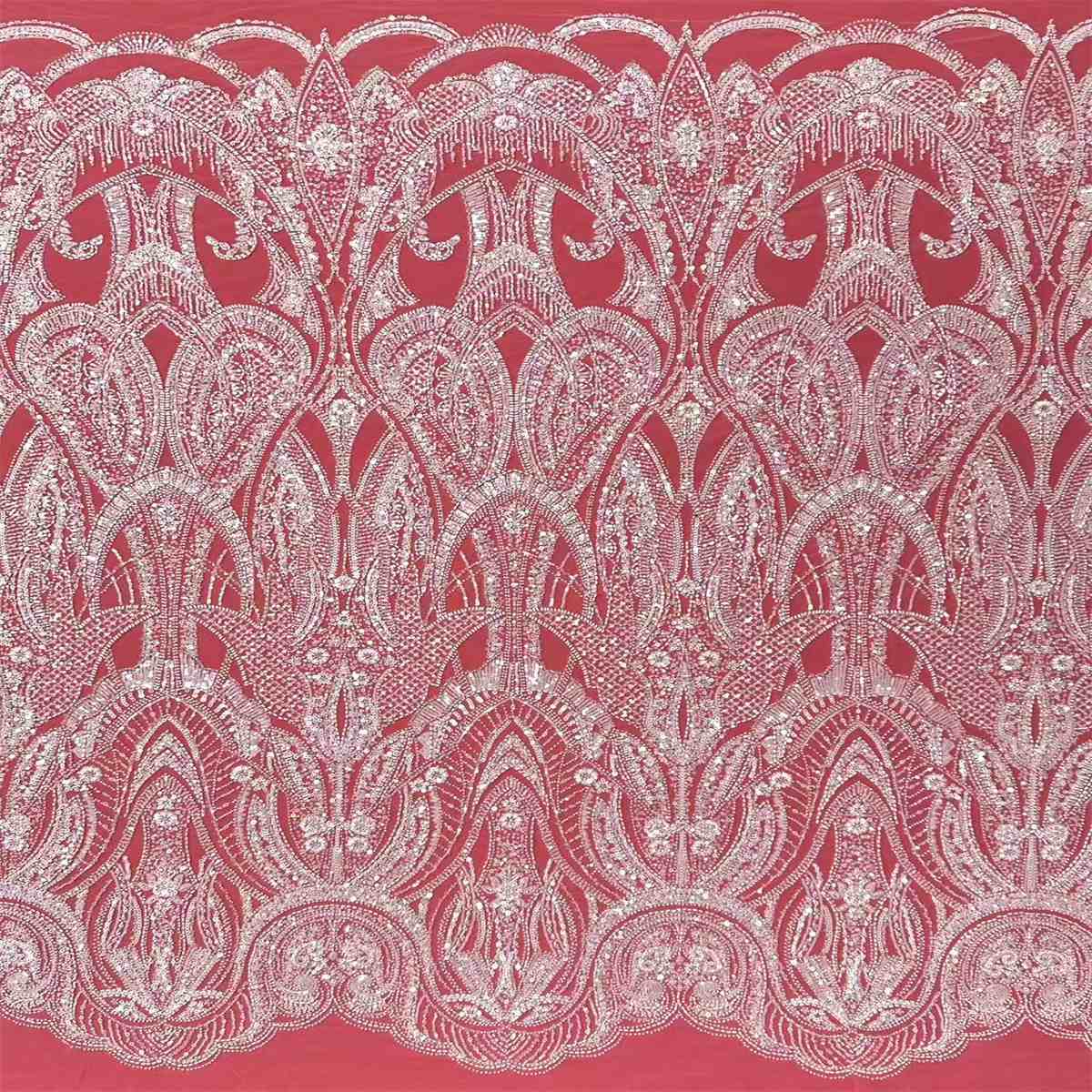 Bridal Lace Fabric - 5 Yards - Beaded Wedding Lace Fabric | HN594