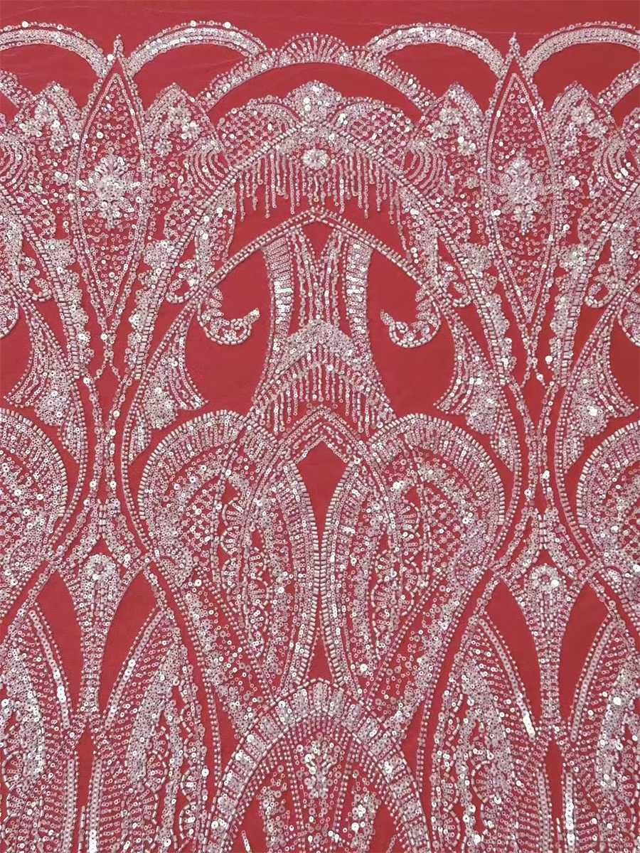 Bridal Lace Fabric - 5 Yards - Beaded Wedding Lace Fabric | HN594