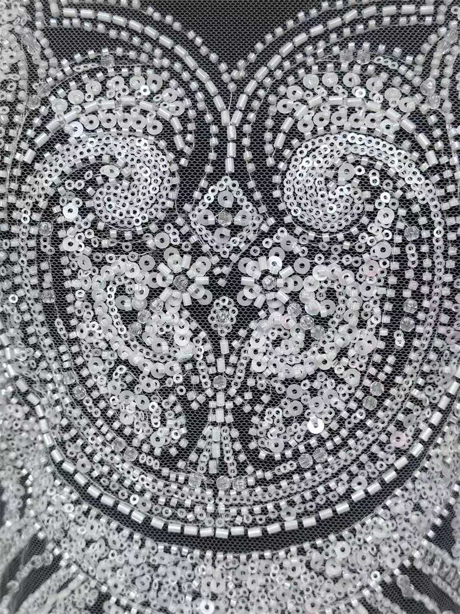 Bridal Lace Fabric - 5 Yards - Beaded Wedding Lace Fabric | HN594