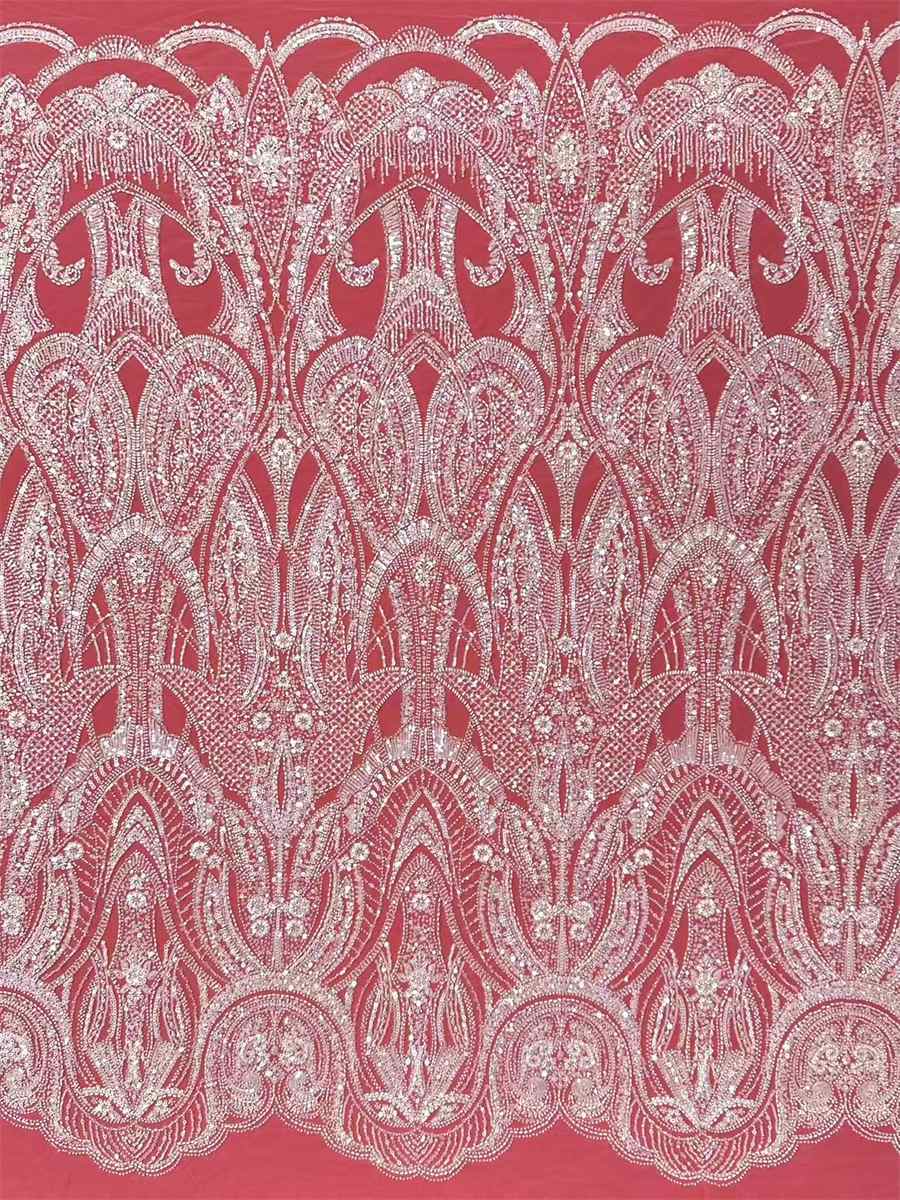 Bridal Lace Fabric - 5 Yards - Beaded Wedding Lace Fabric | HN594