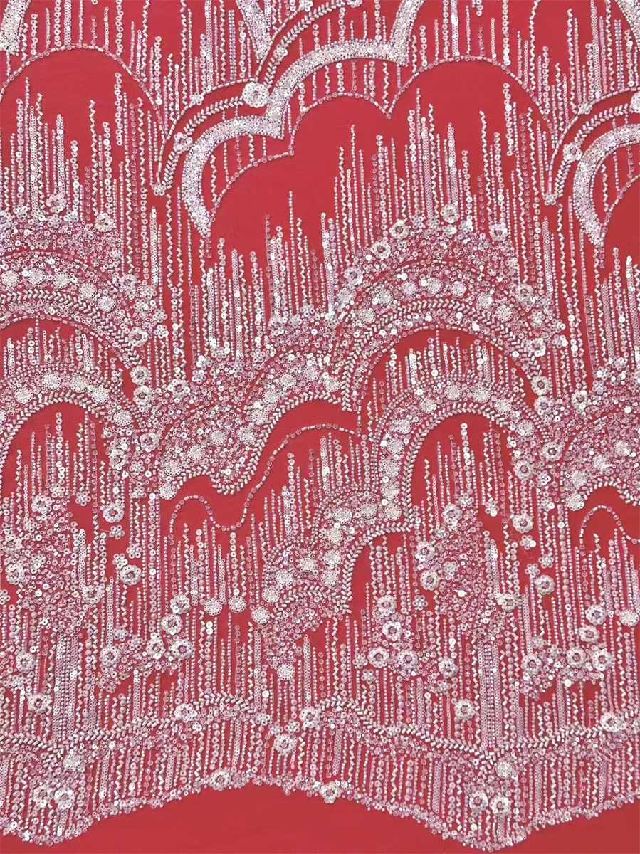 Bridal Lace Fabric - 5 Yards - Beaded Wedding Lace Fabric | HN596