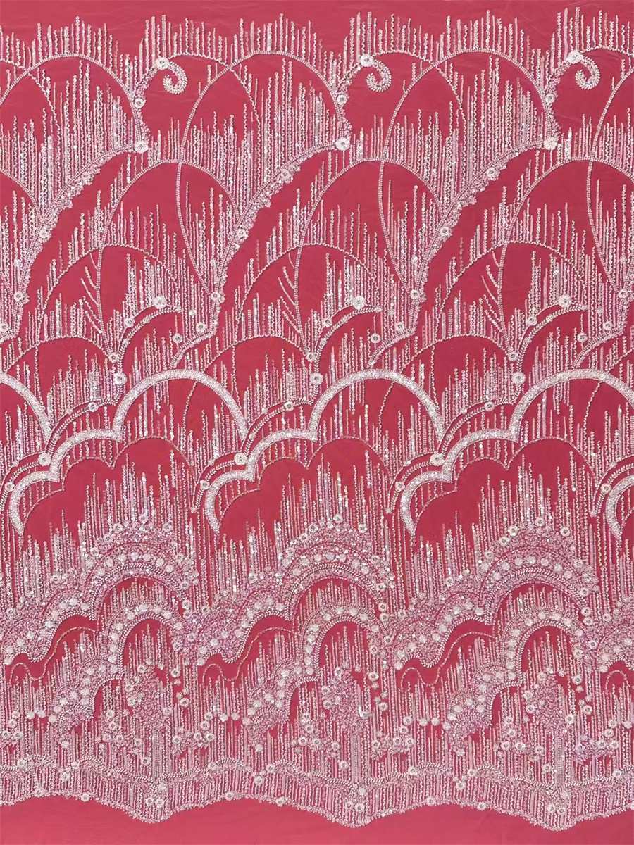 Bridal Lace Fabric - 5 Yards - Beaded Wedding Lace Fabric | HN596