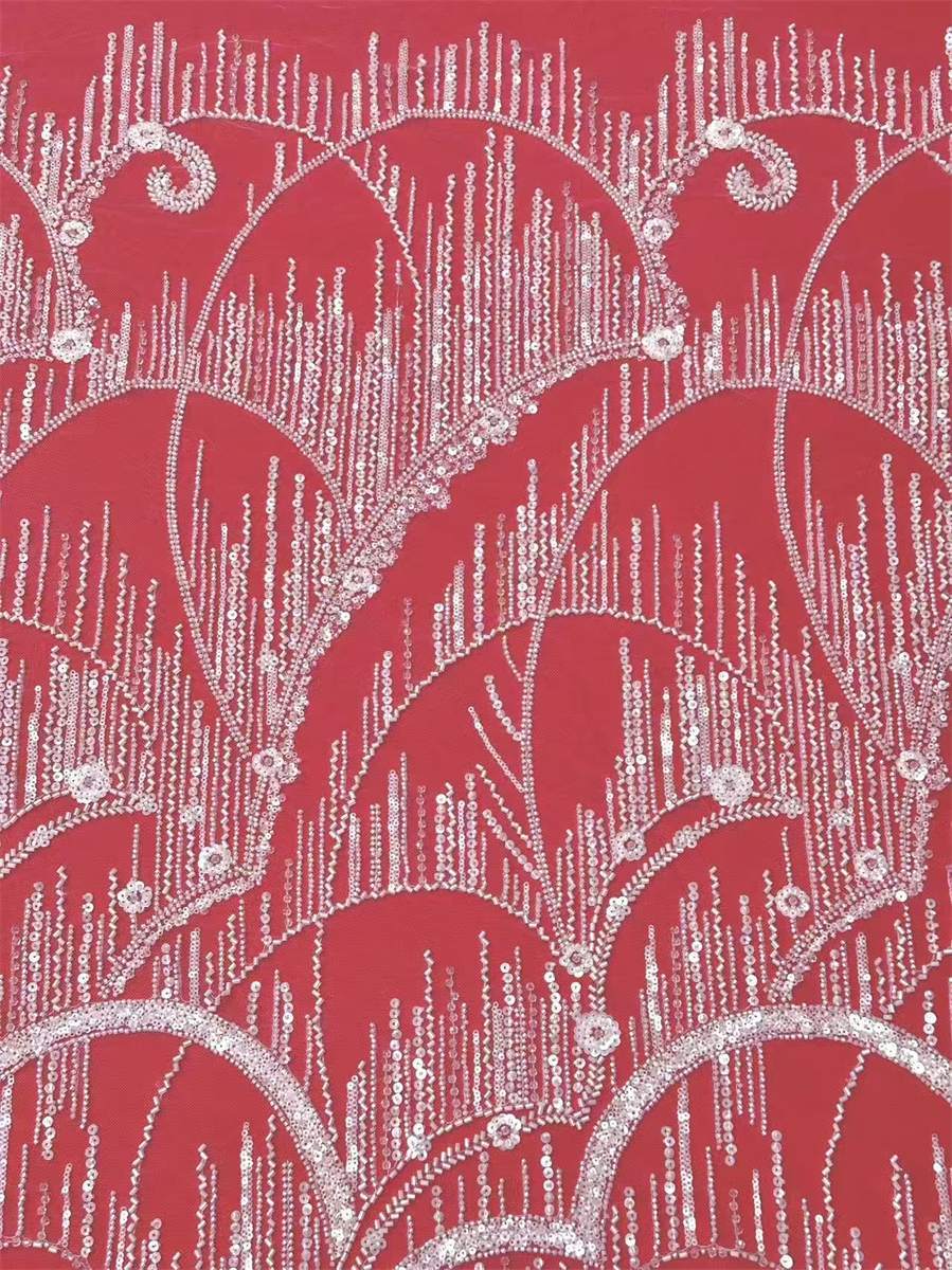 Bridal Lace Fabric - 5 Yards - Beaded Wedding Lace Fabric | HN596
