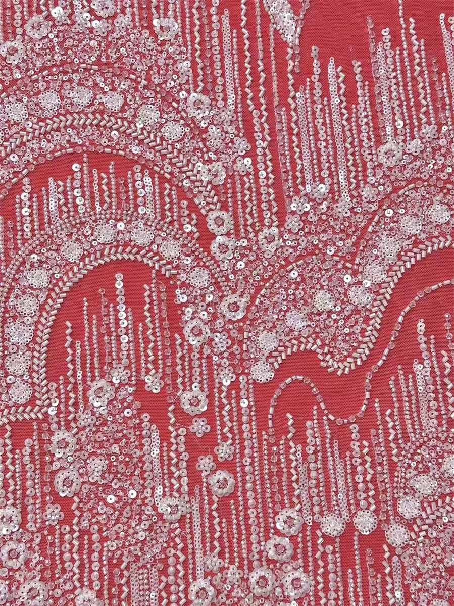 Bridal Lace Fabric - 5 Yards - Beaded Wedding Lace Fabric | HN596