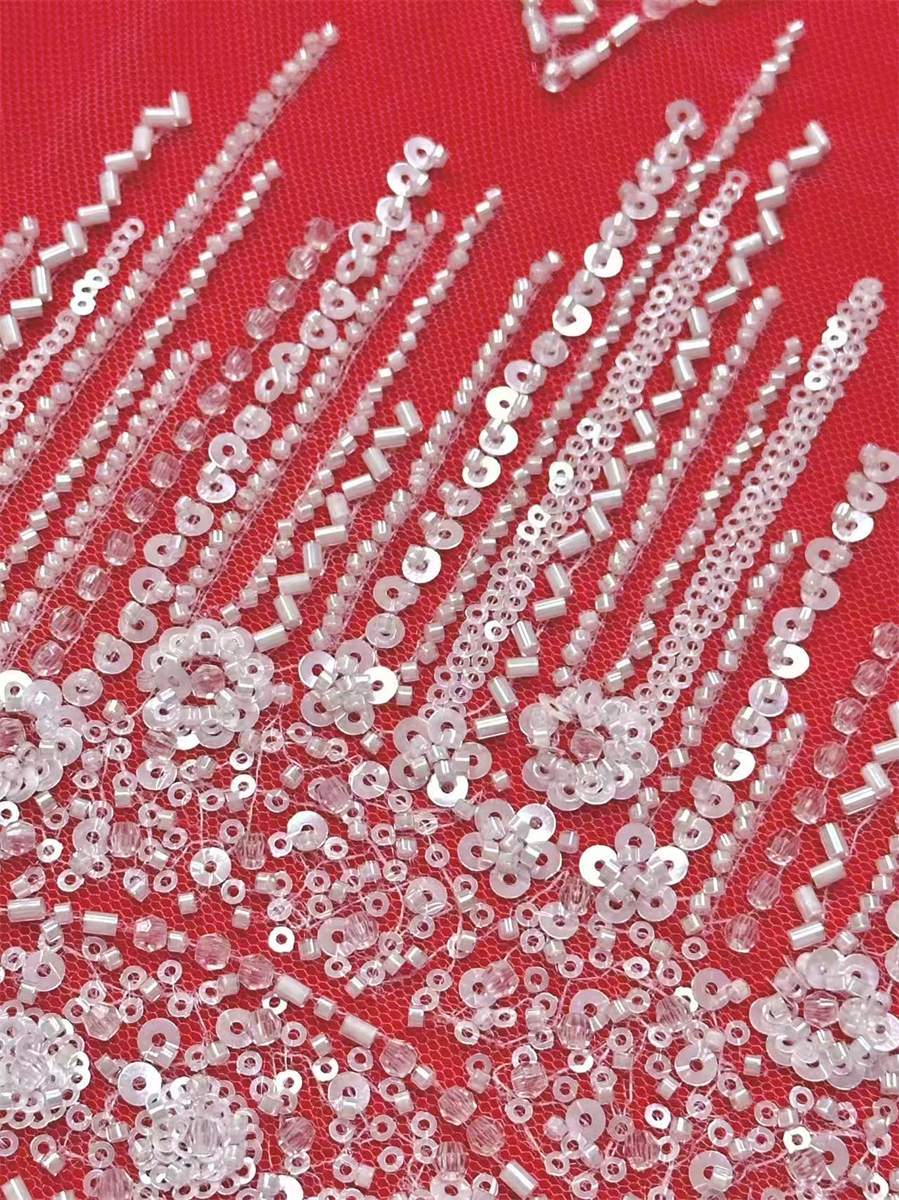 Bridal Lace Fabric - 5 Yards - Beaded Wedding Lace Fabric | HN596