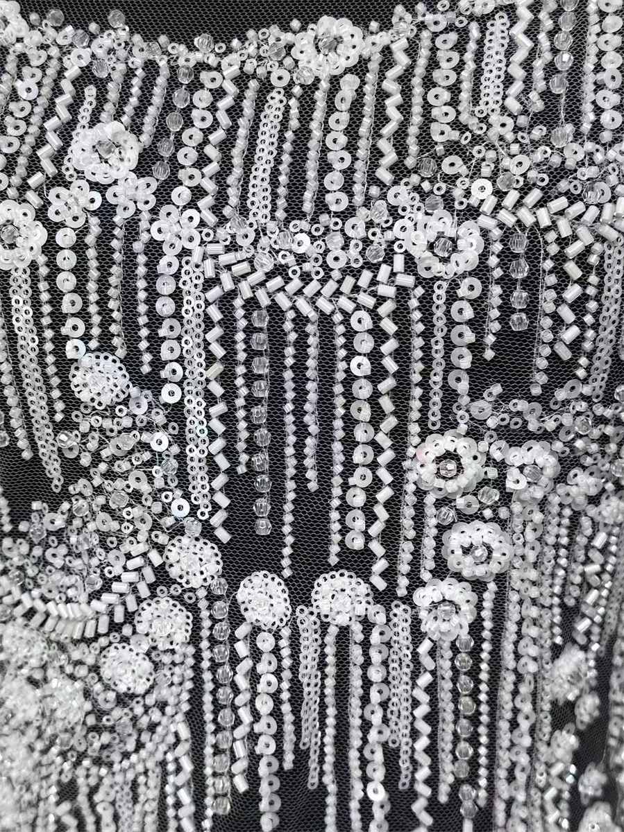 Bridal Lace Fabric - 5 Yards - Beaded Wedding Lace Fabric | HN596