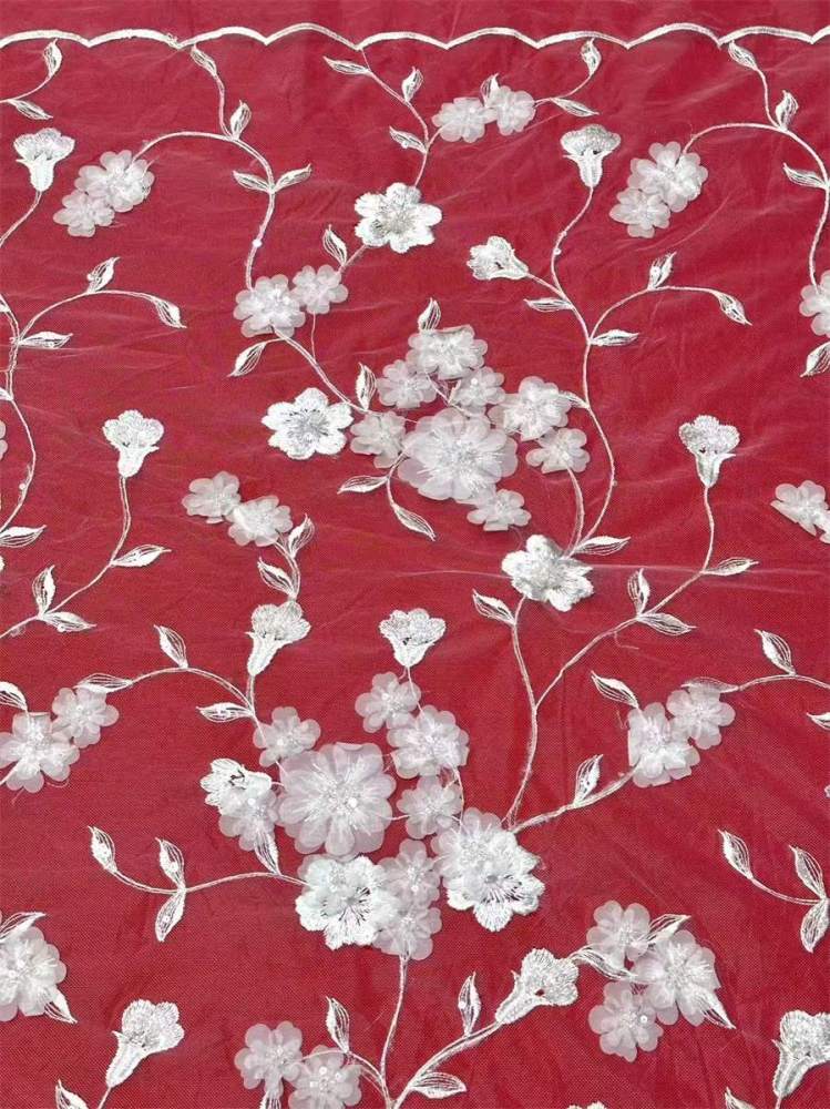 Bridal Lace Fabric - 5 Yards - Beaded Wedding Lace Fabric | HN601